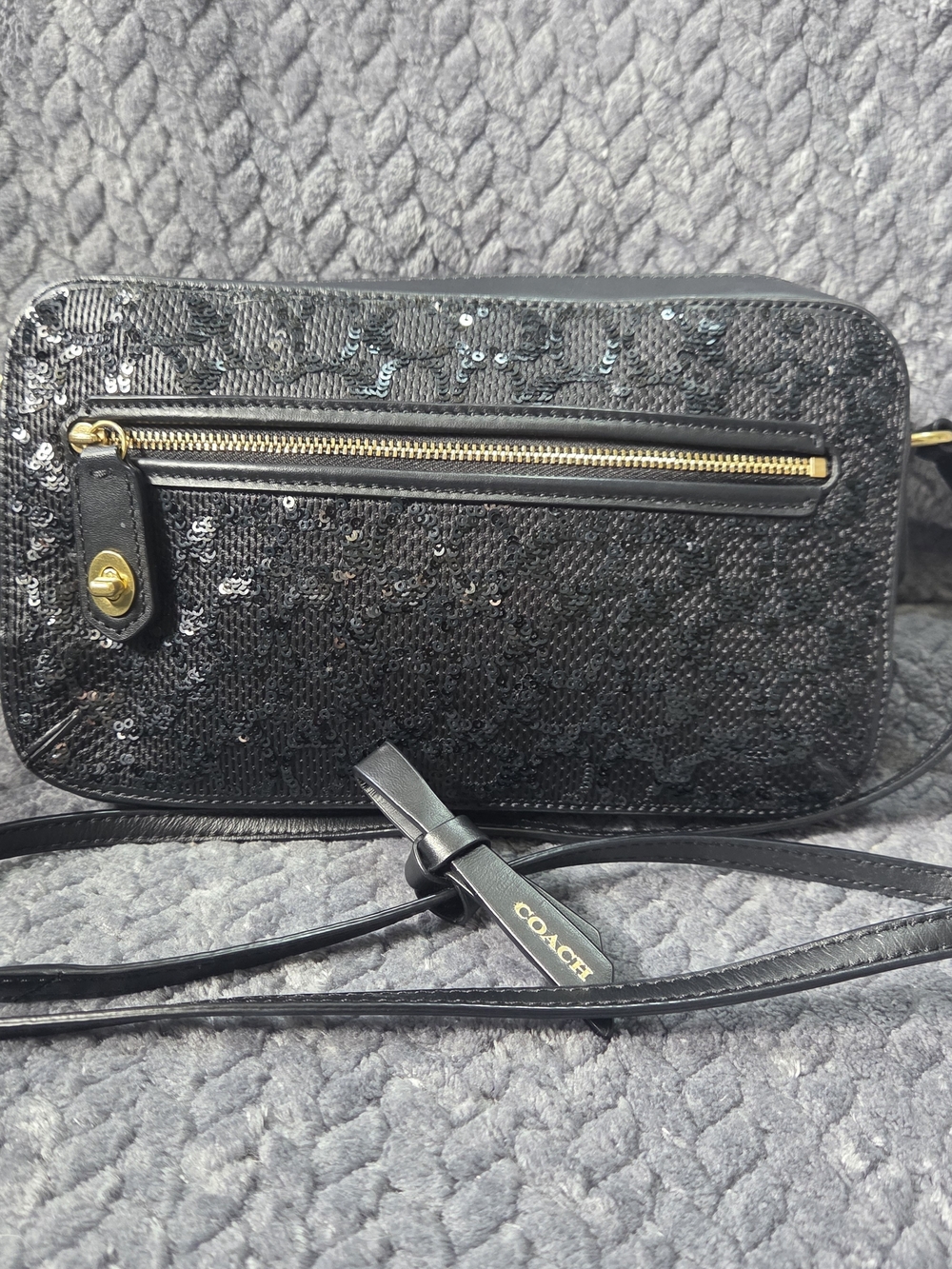 Coach Black Sequin Poppy Crossbody Camera Bag #26435